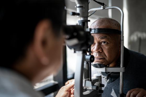 Man at eye exam